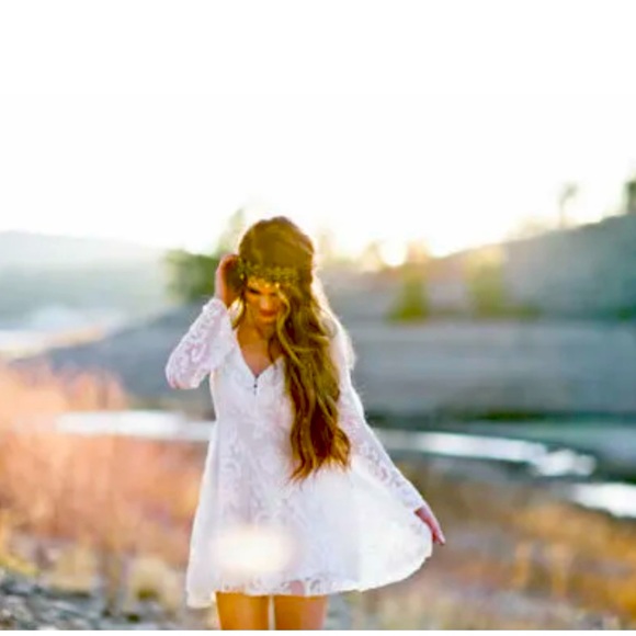 Free People Reign Over Me White Lace Mini Dress Rare NWOT - Picture 6 of 11